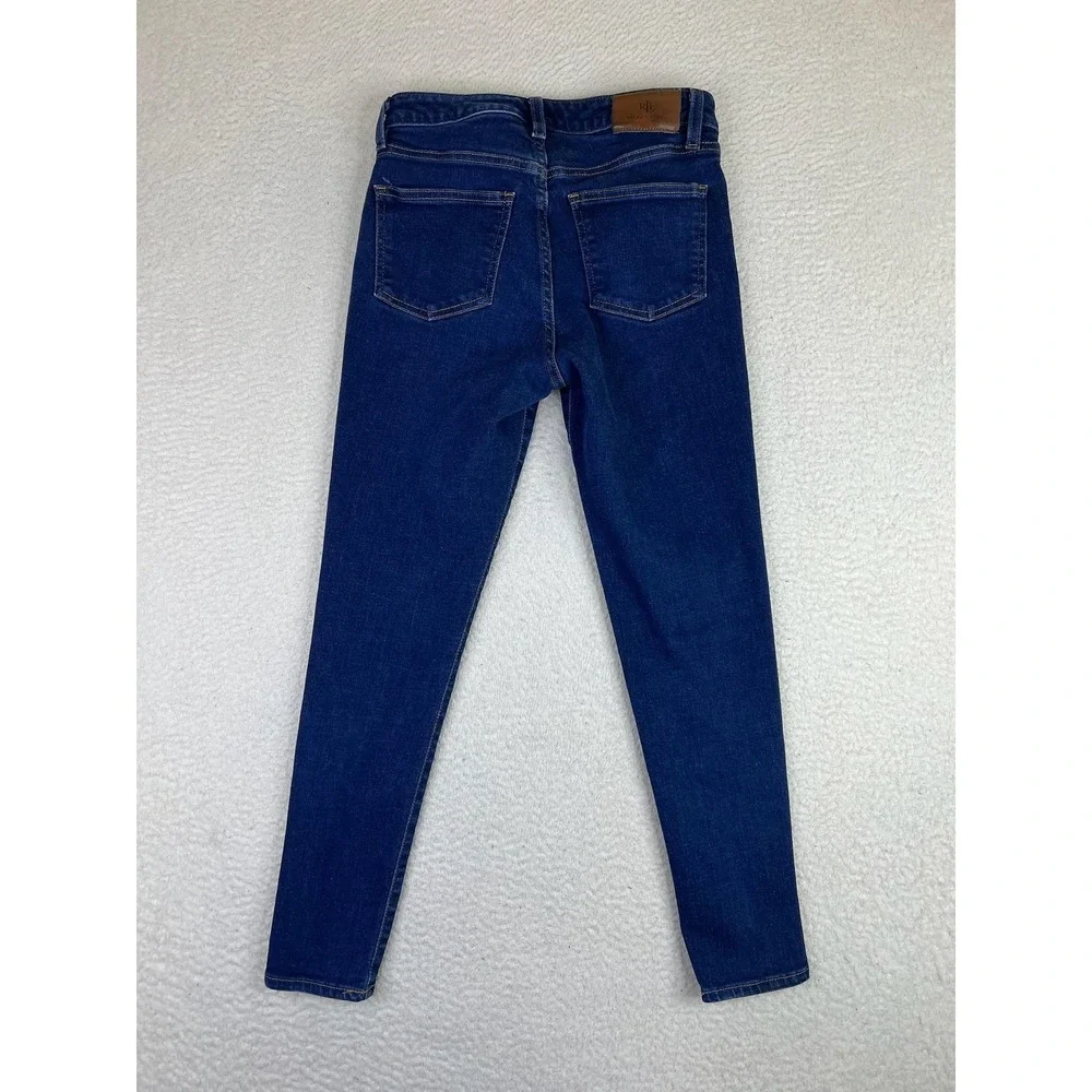 Lauren Ralph Lauren Skinny Jeans Womens 4P Blue Dark Wash Mid Rise Stretch Denim